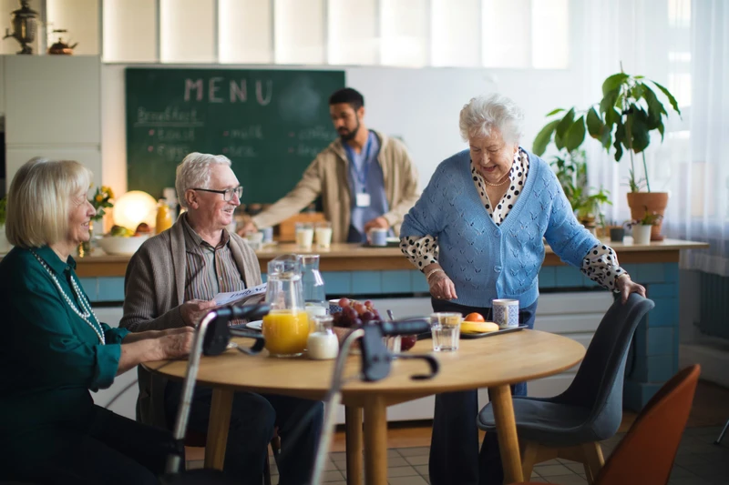 A group enjoying a restaurant meal